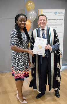 Worcester Award winner with her certificate